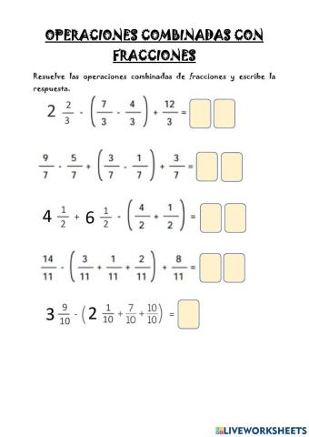 Operaciones combinadas con fracciones