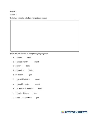 Matematika kelas 5 satuan waktu