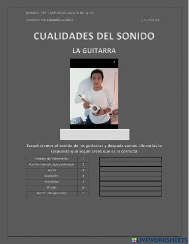 Cualidades del sonido ¨guitarra¨