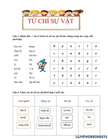 Ôn từ chỉ sự vật