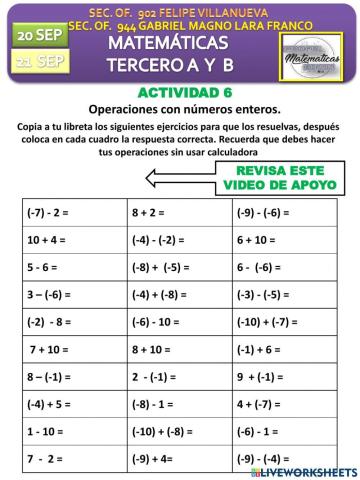 Suma y resta de números con signo