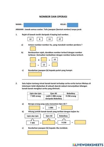 Nombor dan operasi