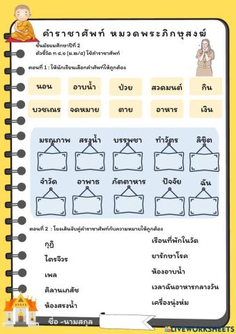 คำราชาศัพท์ หมวดคำที่ใช้กับพระสงฆ์