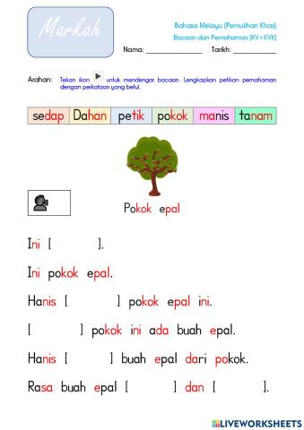 Perkataan KV+KVK (Bacaan & Pemahaman)