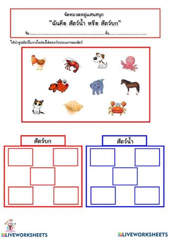 การจำแนกสัตว์ที่ต่างกัน