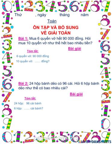 Ôn tập và bổ sung về giải toán