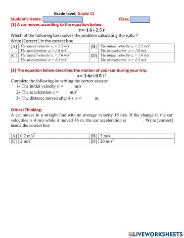 Uniform Acceleration