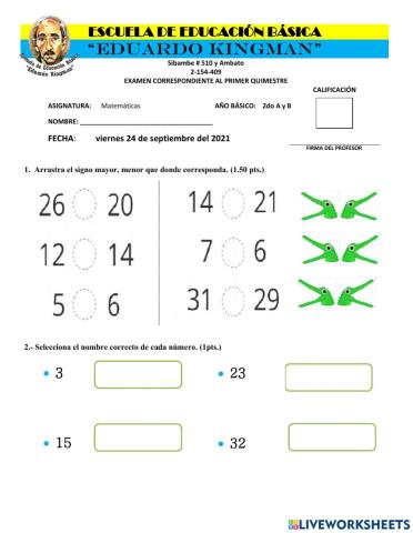 Examen del Primer Quimestre