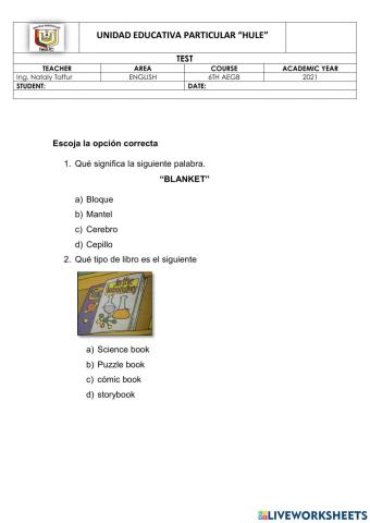 Evaluacion de ingles