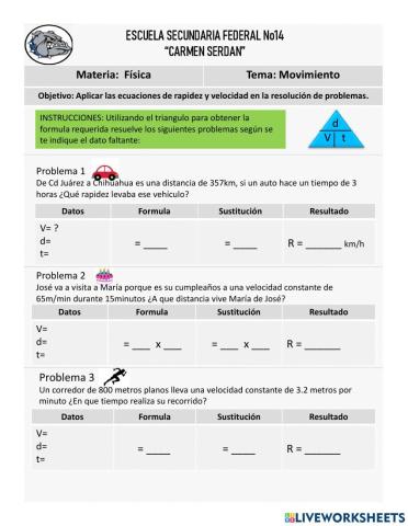 Problemas de velocidad y rapidez