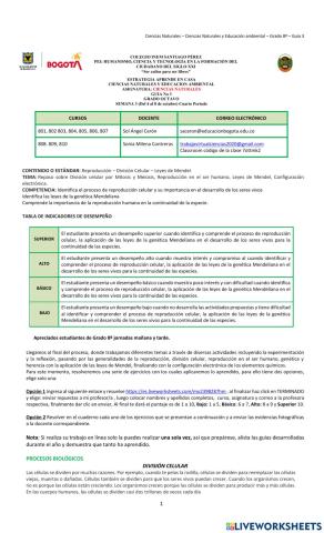 Guía 3 refuerzo ciencias naturales grado 8°