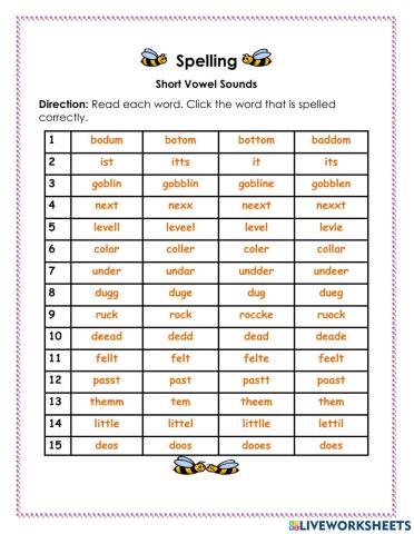 Short Vowel Sounds