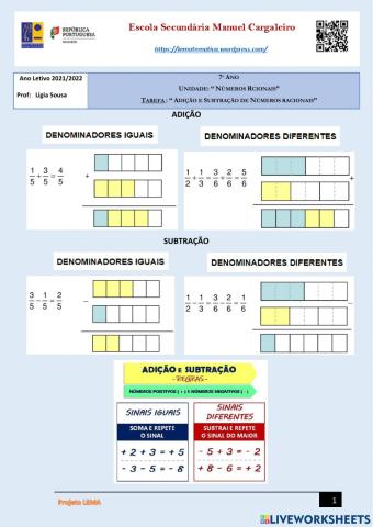 Operações com números racionais