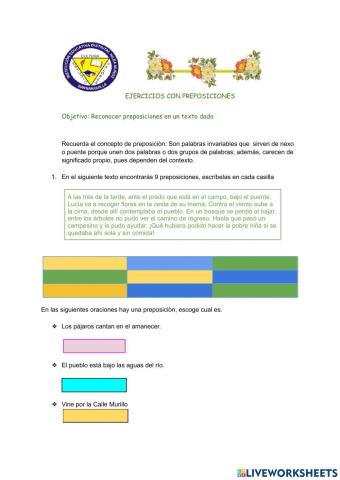 Ejerciocios con preposiciones