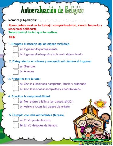 Autoevaluación - Religión LUO 2t