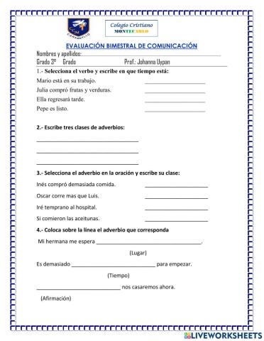 Evaluación bimestral de comunicación