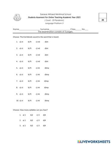 Phonics G3 Finals