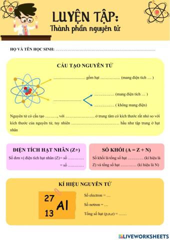 Luyện tập: Thành phần nguyên tử