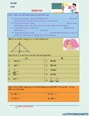 Luyện tập-Hệ thức lượng