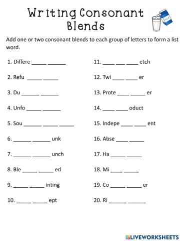 Writing Consonant blends