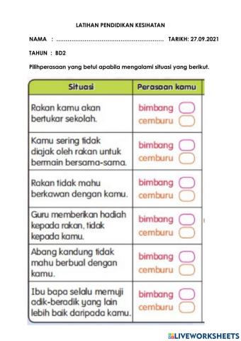 Emosi Bimbang dan cemburu