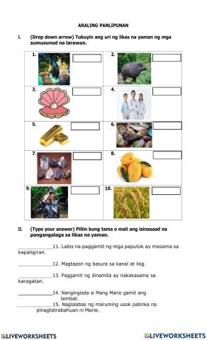 Worksheet Araling Panlipunan