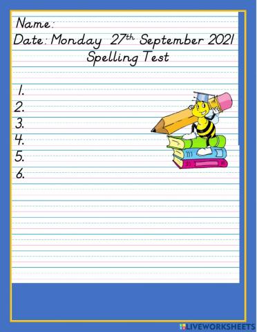 Spelling Words Test