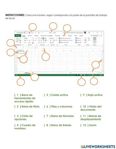 Pantalla de trabajo de Excel