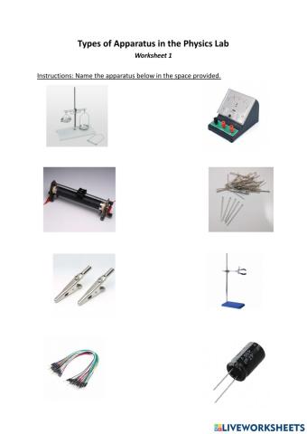 Physics Apparatus Worksheet