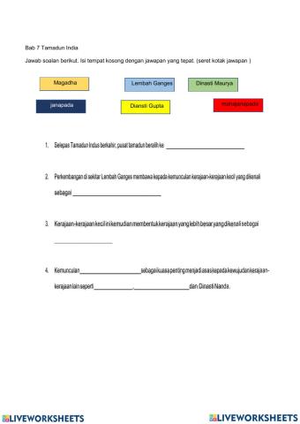 LATIHAN  BAB 7 TAMADUN INDIA