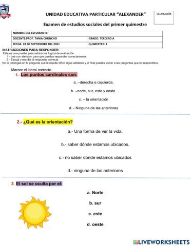 Examen de estudios sociales