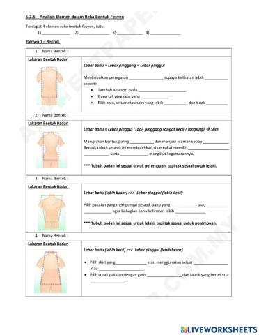 5.2.5 Analisis elemen dalam reka bentuk fesyen