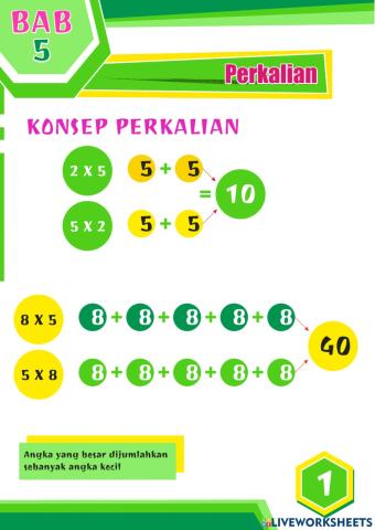 Perkalian 1-5 konsep 1