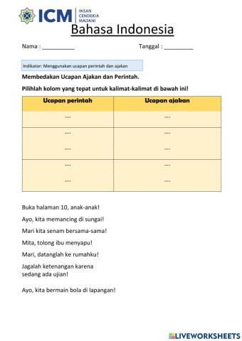 Kalimat Ajakan dan Kalimat Perintah