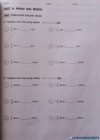 Masa dan waktu matematik tahun 5