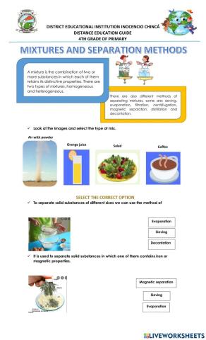 Mixtures and separation methods