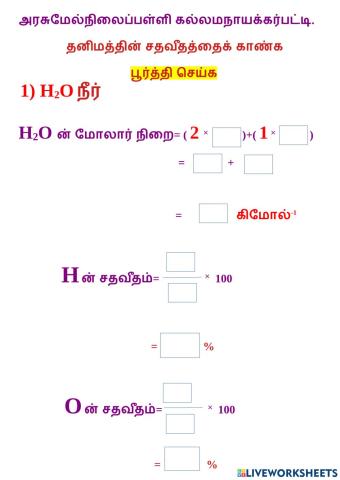 11.1 தனிமத்தின் சதவீதம்