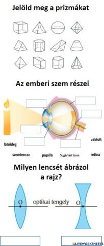 Fénytan-prizma-lencse-emsberi szem