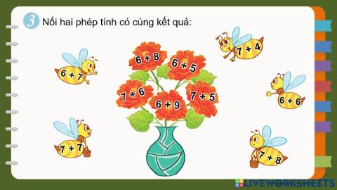 Bài 3: Nối hai phép tính có cùng kết quả