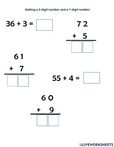 Adding a 2-digit number and a 1-digit number