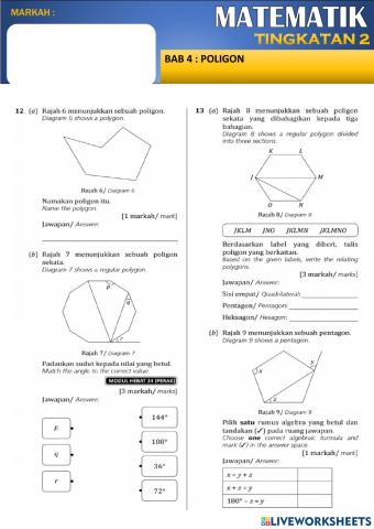 MATEMATIK TINGKATAN 2 BAB 4 POLIGON