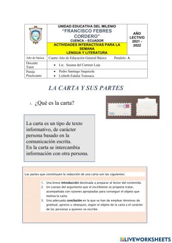 La carta y sus partes