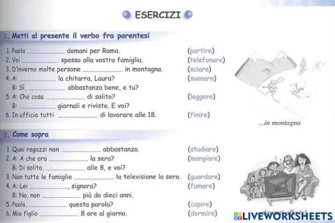 Presente indicativo - are-ere-ire verbi regolari