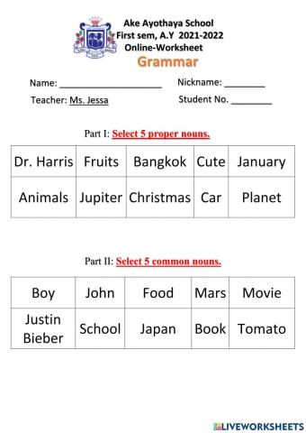 Proper and common nouns