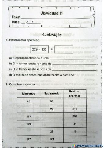 Subtração