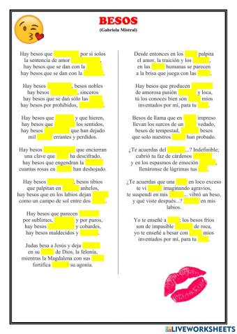 Poema: BESOS  (Gabriela Mistral)