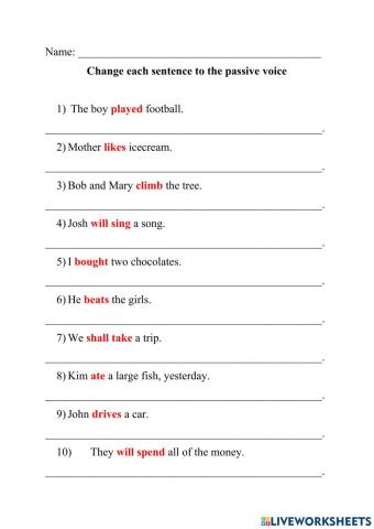 Active and Passive Voice Exercise - Simple Present, Simple Past Tense and Future Tense