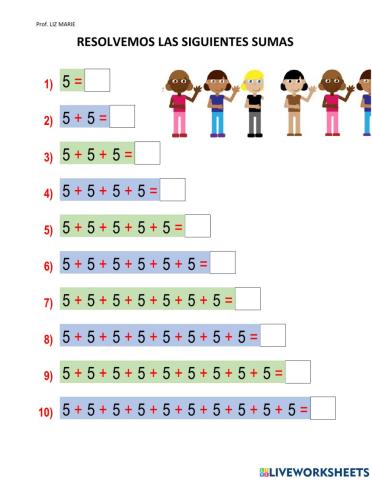 Sumas pre multiplicación del 5