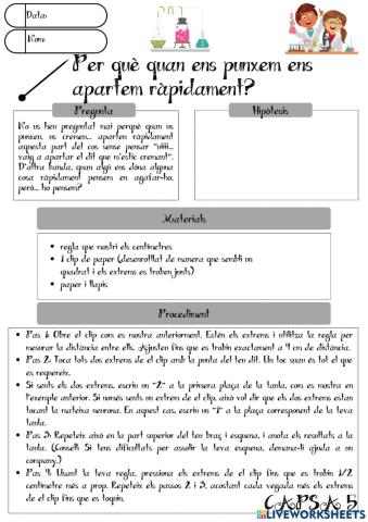 Capses d'investigació 6è: Per què quan ens punxem ens apartem ràpidament?