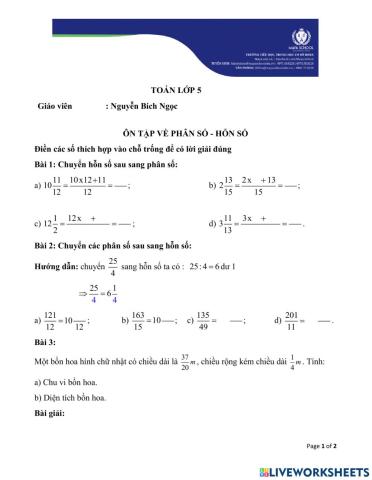 5A - DO - 01-10 - LT phân số, hỗn số